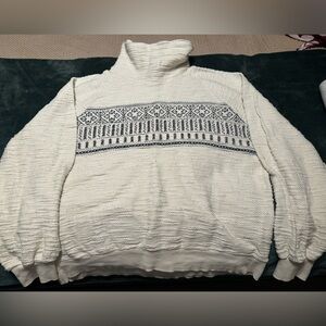Lucky Brand Cream and Blue Turtleneck Sweater